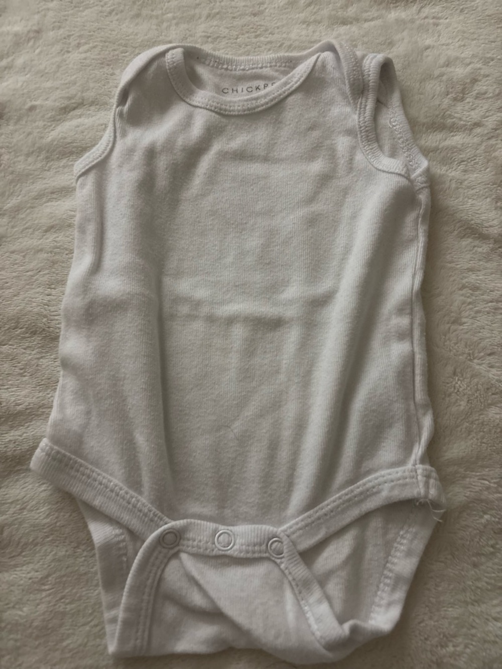 chick pea White Sleeveless Baby One-Piece Bodysuit
